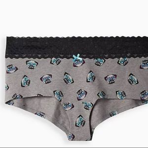 🔥SALE🔥 TORRID WIDE LACE TRIM BOYSHORT PANTY - COTTON PUGS GREY size 1